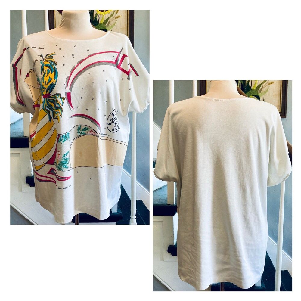 1980s Aerobics Graphic Tee Club Paradise Tropic Fever Girl Shirt Single Stitch
